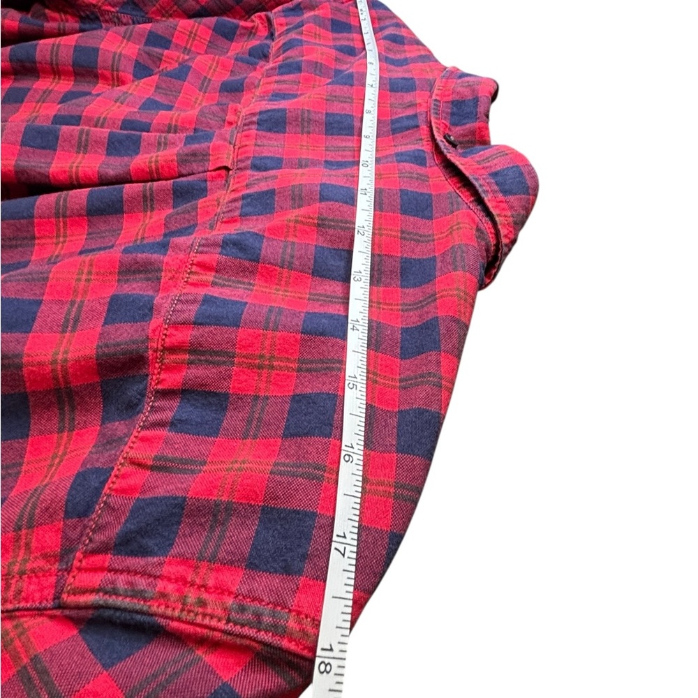 Levi’s Slim Fit Plaid Button-Down Shirt Red Navy Cotton L Unisex Fall Cabincore - Picture 5 of 11
